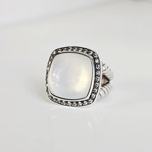 David Yurman 17mm Albion Moonlight Ice Moon Quartz (Moonstone) Diamond Ring - Picture 1 of 7